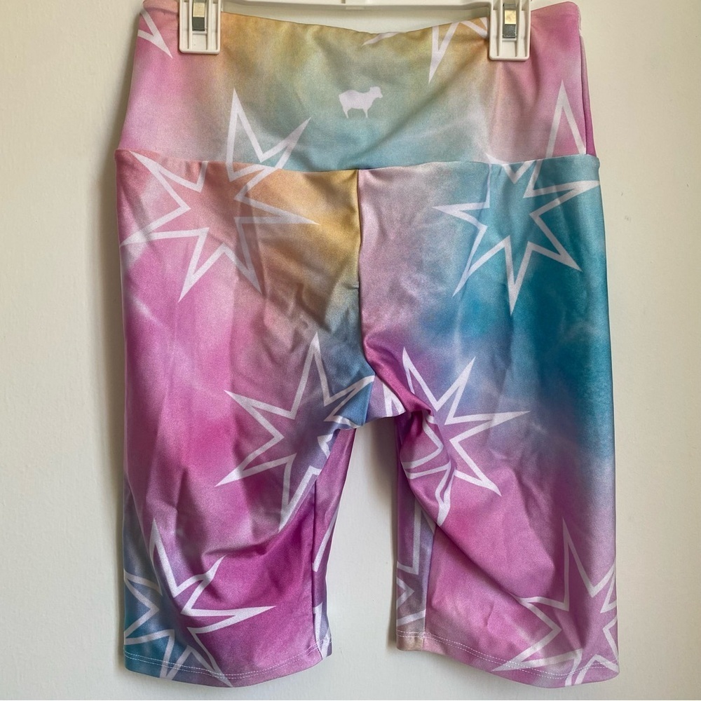Goldsheep 9” Pastel Tie Dye Stars Biker Shorts M - Picture 3 of 4